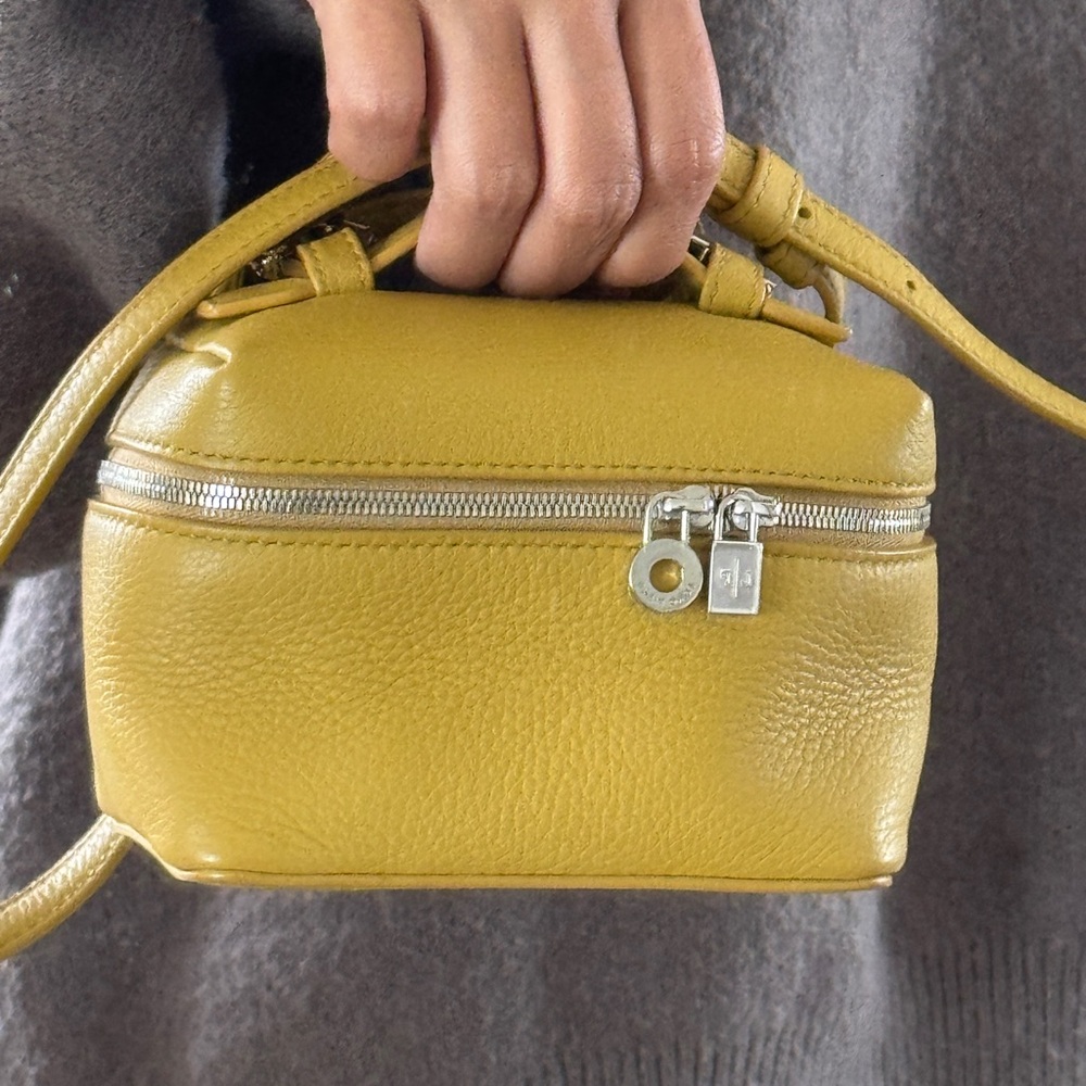 Firm price- Authentic Loro Piana Yellow Calfskin Leather Extra Pocket L11 Bag